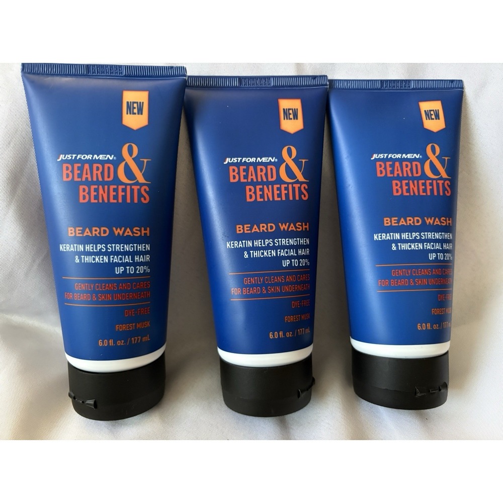 NEW Beard & Benefits Beard Wash 6.0 Oz   3 Pack Just For Men Beard Wash Forest